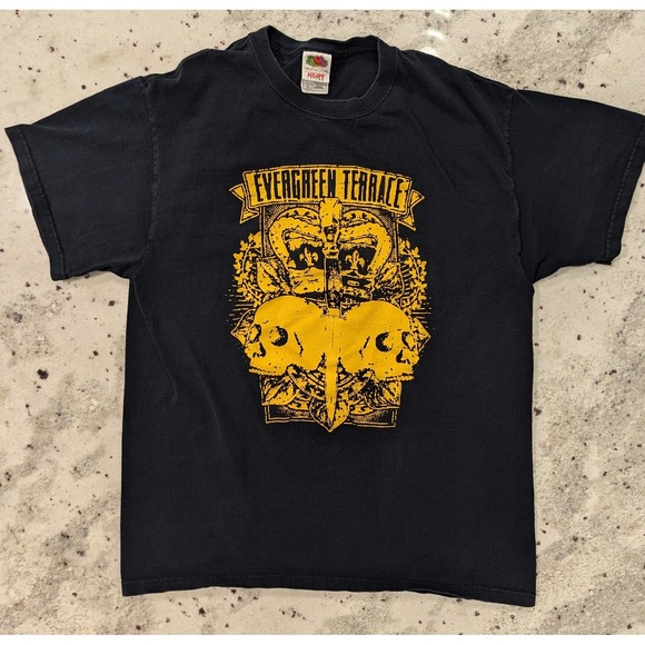 VTG Evergreen Terrace Metal Band Mens Lrg T-Shirt Black Skull Y2k Metalcore Punk - Picture 1 of 6